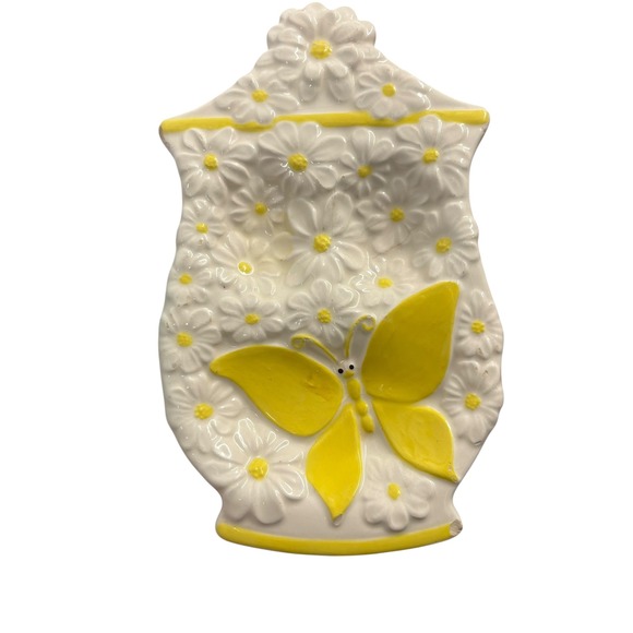 Vintage Ceramic Butterfly Daisy Spoon Rest Kitchen Home Decor 1978 - Picture 1 of 4